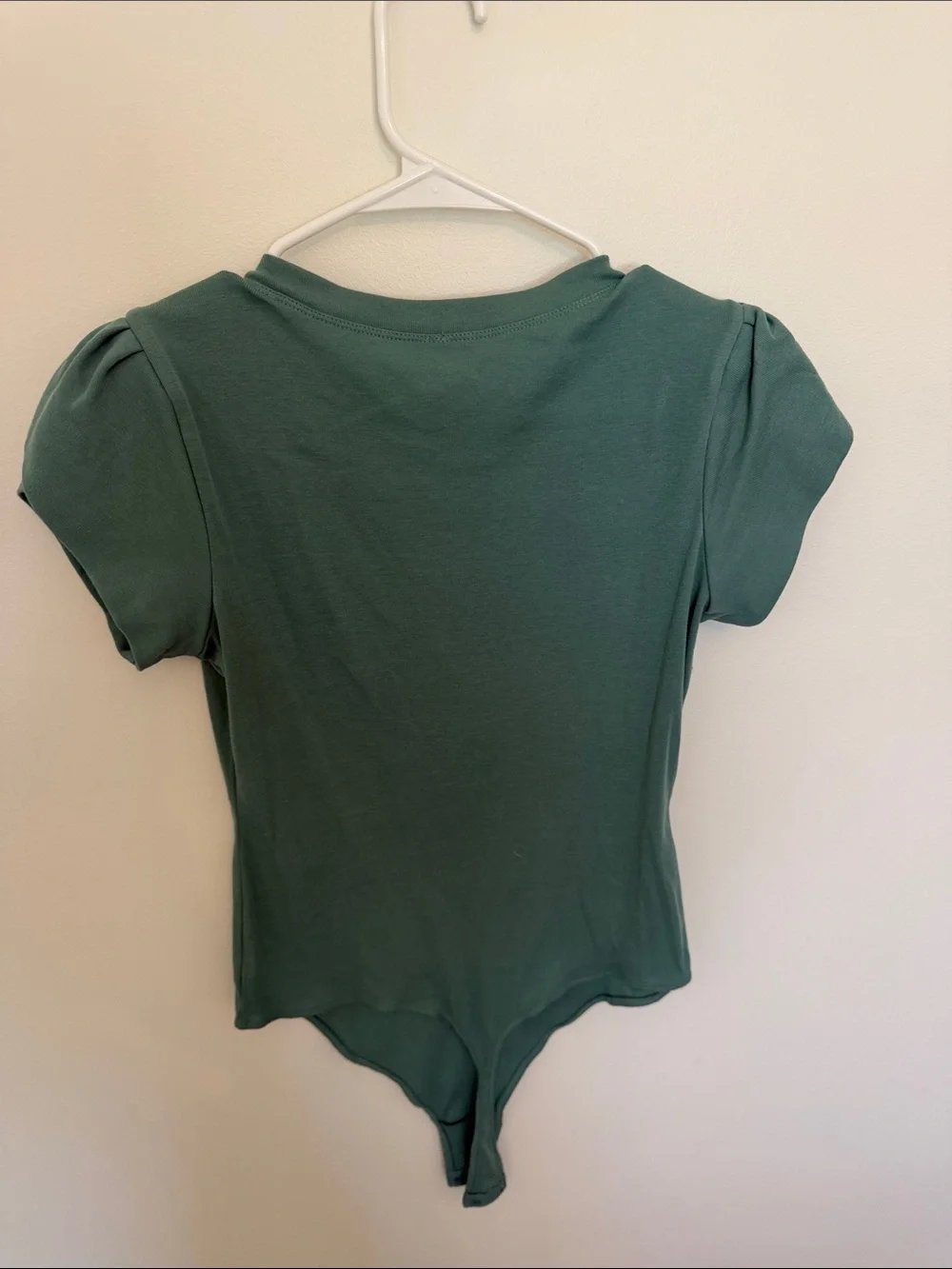 Free People Forest Green V-Neck Button-Front Bodysuit